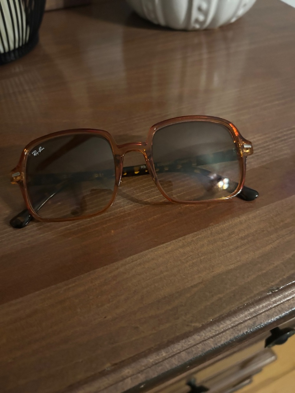 Ray-Ban Amber/Brown Square Sunglasses